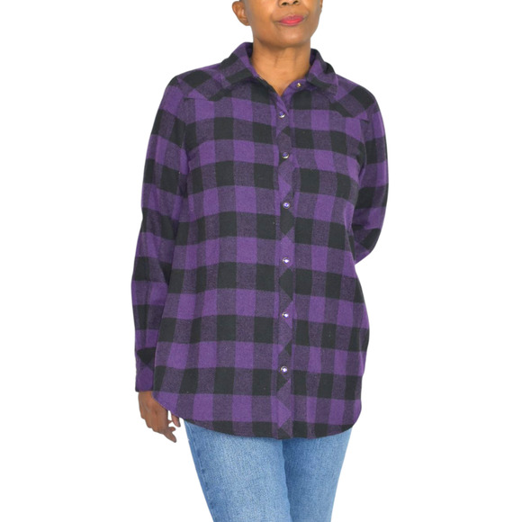 Tuckernuck Chandler Plaid Flannel Shirt Purple Aubergine Buffalo Western Medium - Picture 11 of 14